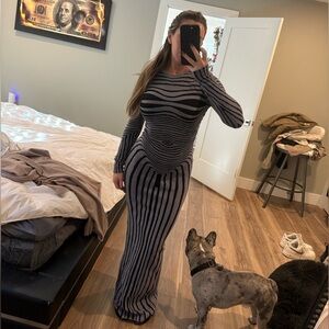 Striped Long Sleeve Maxi Dress